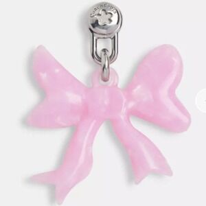 Coach Bow Bag Charm OS Pink New CBU96 Acrylic Screwback Accessory